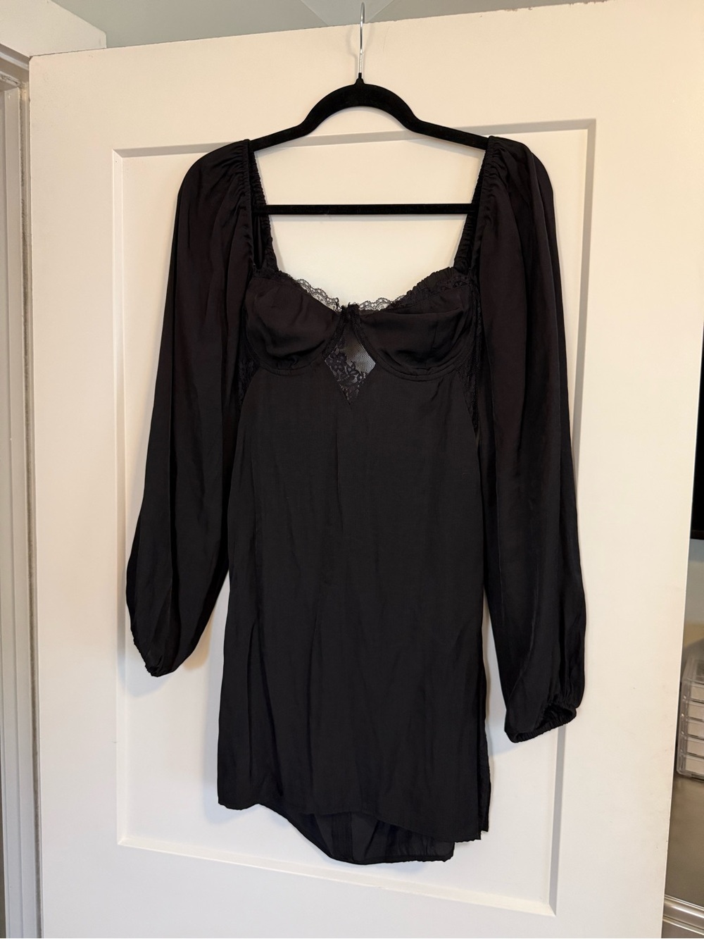 Princess Polly Black Long-Sleeve Lace Bustier Tunic